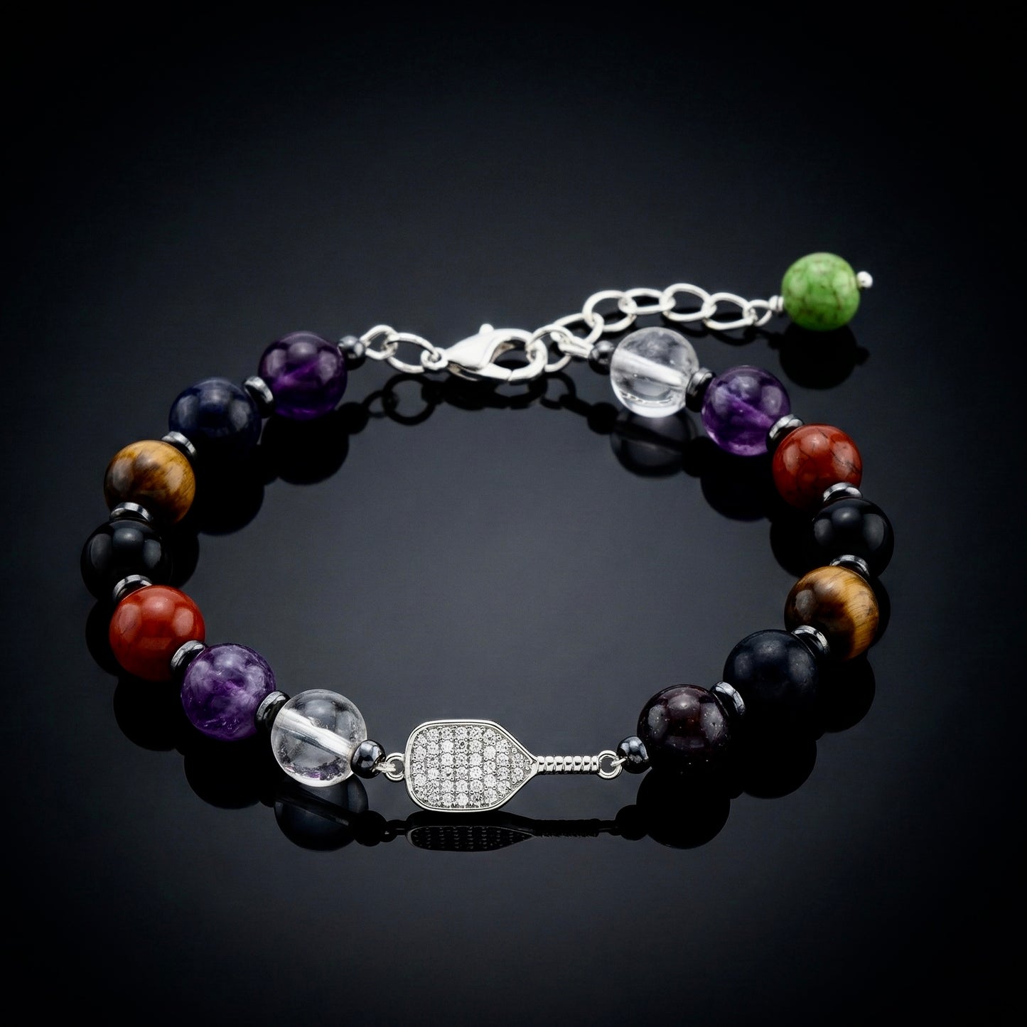 Pickleball Charm and Beads Bracelet